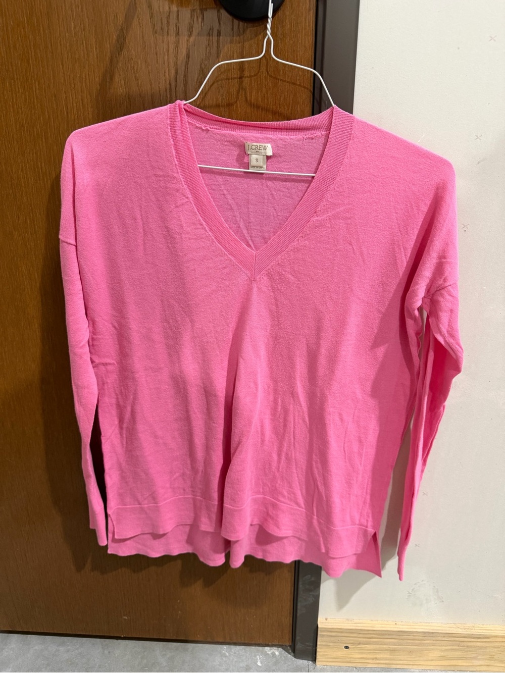 J. Crew Bright Pink V-Neck Sweater